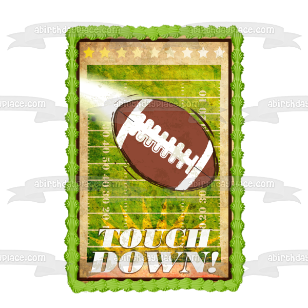 Sports Football Touch Down Football Field Stars Edible Cake Topper Image ABPID13448