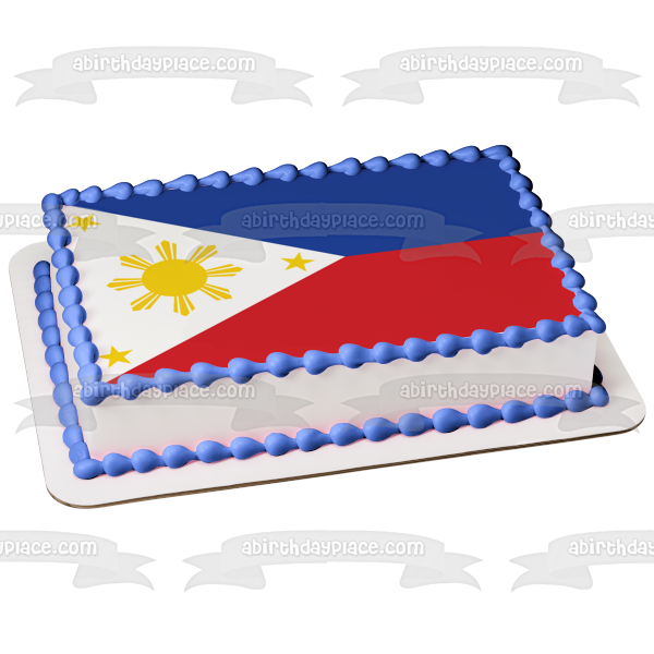 Bandera de Filipinas Rojo Azul Blanco Amarillo Imagen comestible para decoración de tarta ABPID13449 