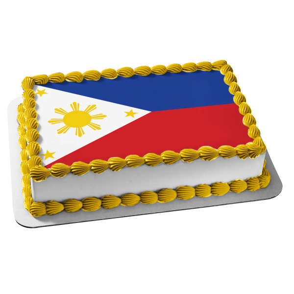 Bandera de Filipinas Rojo Azul Blanco Amarillo Imagen comestible para decoración de tarta ABPID13449 