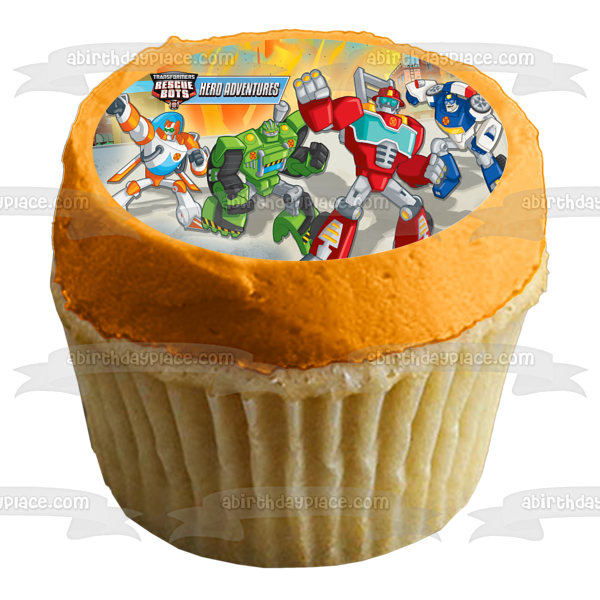 Transformers Rescue Bots Hero Adventures Heatwave Boulder Blades Optimus Prime Imagen comestible para tarta ABPID15002 