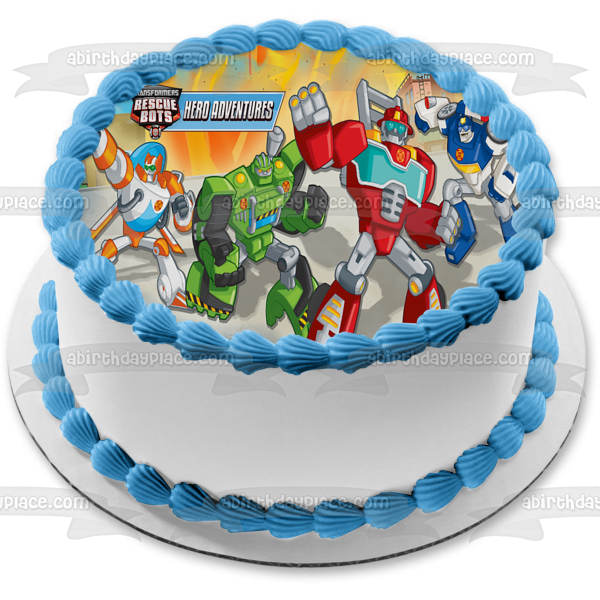 Transformers Rescue Bots Hero Adventures Heatwave Boulder Blades Optimus Prime Imagen comestible para tarta ABPID15002 