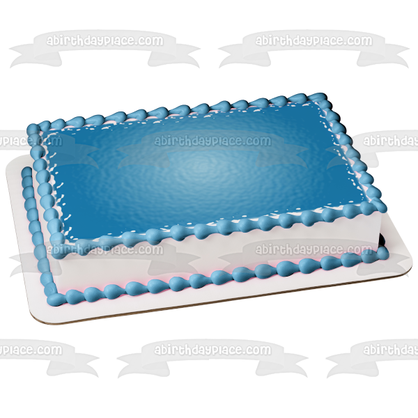 Blue Water Pattern White Edges Edible Cake Topper Image ABPID13453