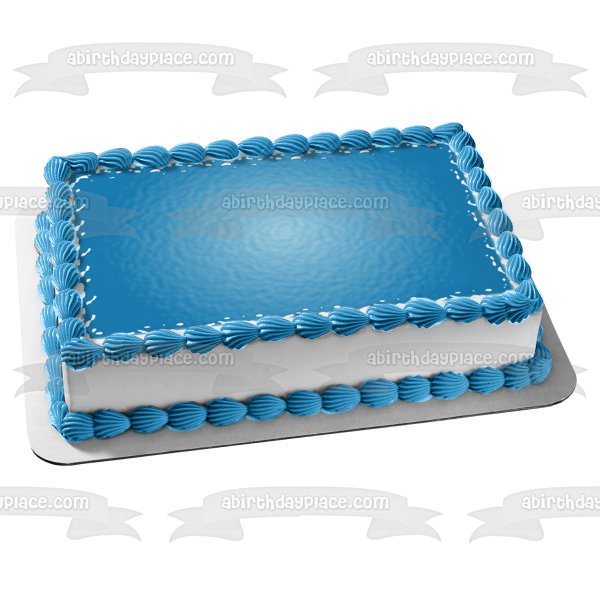 Blue Water Pattern White Edges Edible Cake Topper Image ABPID13453