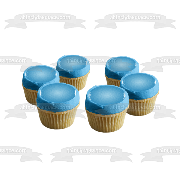 Blue Water Pattern White Edges Edible Cake Topper Image ABPID13453