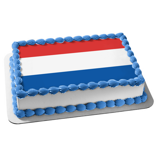 Flag of the Netherlands Red Blue White Stripes Edible Cake Topper Image ABPID13465