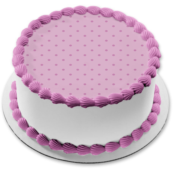 Adorno comestible para tarta con fondo morado claro con lunares diagonales morados, imagen ABPID13470 