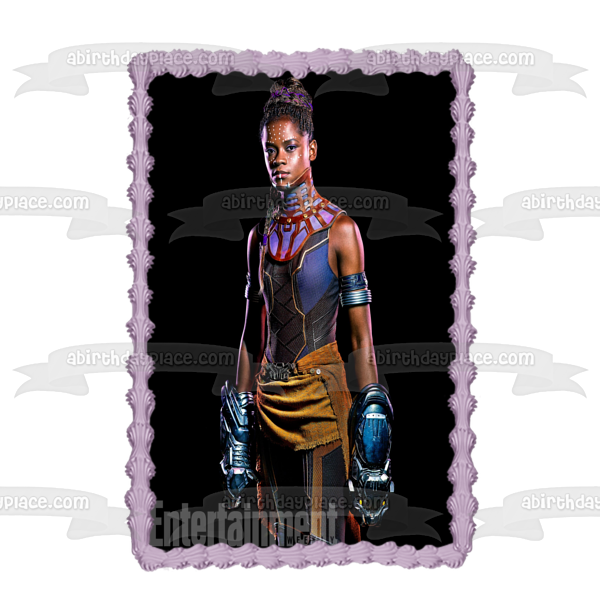 Black Panther Shuri Black Background Edible Cake Topper Image ABPID15068