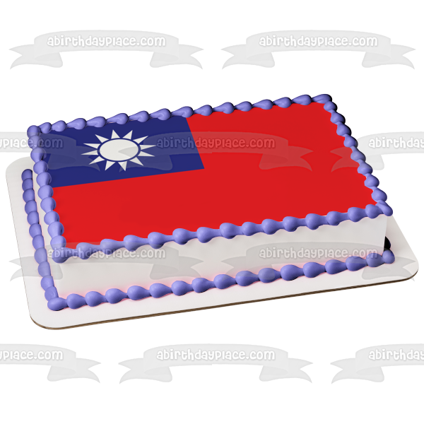 Flag of the Republic of China a Red Field Blue Canton White Disc Edible Cake Topper Image ABPID13488