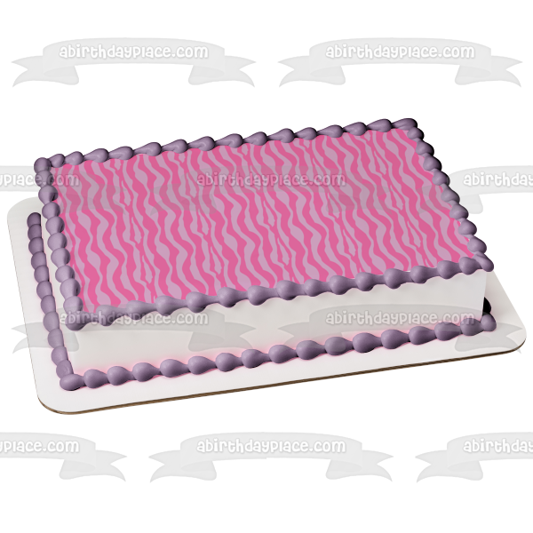 Zebra Pattern Pink Purple Edible Cake Topper Image ABPID13493