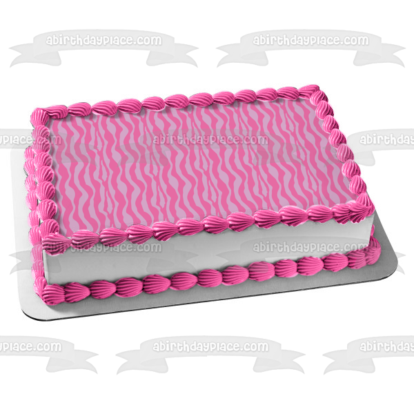 Zebra Pattern Pink Purple Edible Cake Topper Image ABPID13493