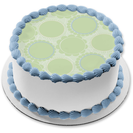 Green Flowers Pattern Grey Background Edible Cake Topper Image ABPID13496