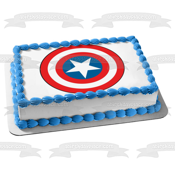 Imagen comestible para decoración de tarta con el logotipo de Marvel Avengers Capitán América Sheild ABPID15102 