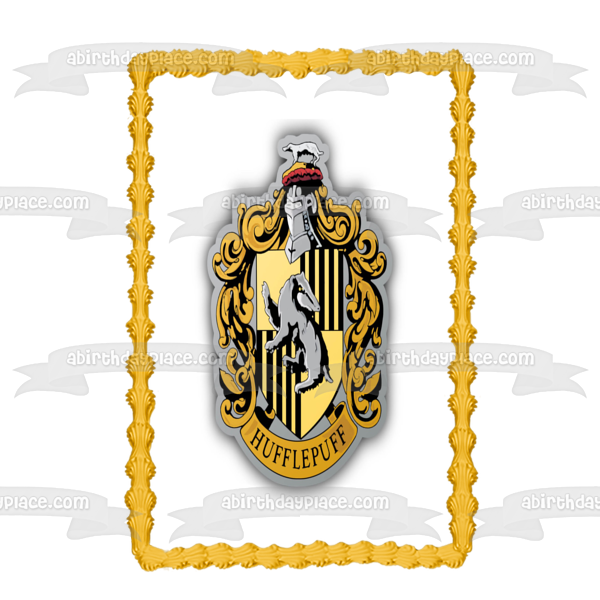 Harry Potter Hogwarts Hufflepuff Crest Edible Cake Topper Image ABPID15311