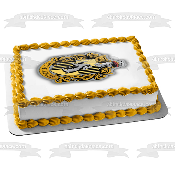 Harry Potter Hogwarts Hufflepuff Crest Edible Cake Topper Image ABPID15311