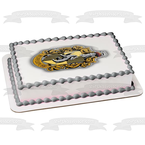 Harry Potter Hogwarts Hufflepuff Crest Edible Cake Topper Image ABPID15311