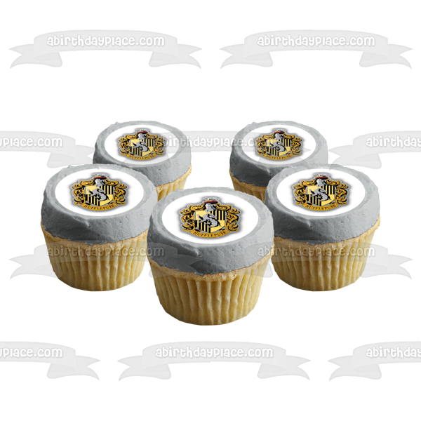 Harry Potter Hogwarts Hufflepuff Crest Edible Cake Topper Image ABPID15311