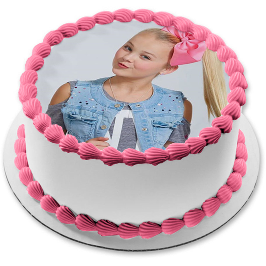 Jojo Siwa Joelle Joanie Siwa Pink Hairbow Adorno comestible para tarta Imagen ABPID15132 