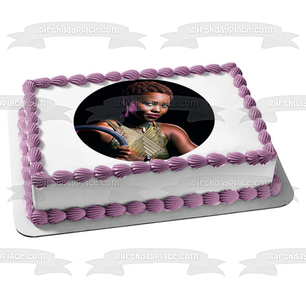 Black Panther Nakia Black Background Edible Cake Topper Image ABPID15376