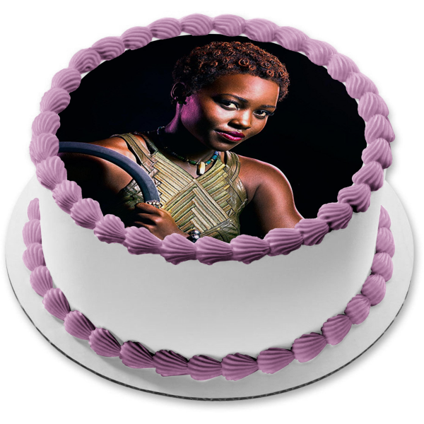 Black Panther Nakia Black Background Edible Cake Topper Image ABPID15376