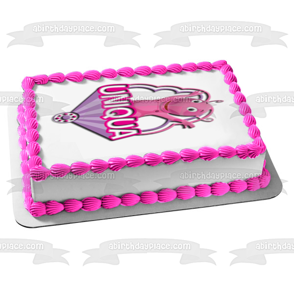 Backyardigans Uniqua Waving Pink Purple Edible Cake Topper Image ABPID15398