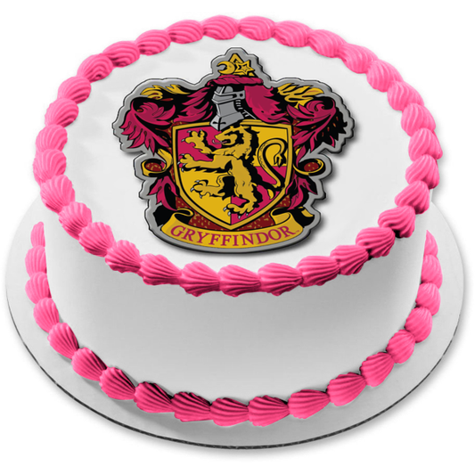 Adorno comestible para tarta con escudo de Harry Potter Hogwarts Gryffindor, imagen ABPID15166 