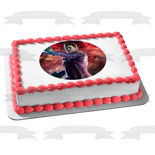 Imagen de decoración comestible para tarta de Guardianes de la Galaxia Gamora Star-Lord Shooting ABPID15407 