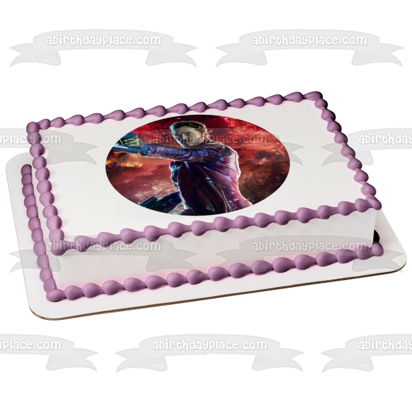 Imagen de decoración comestible para tarta de Guardianes de la Galaxia Gamora Star-Lord Shooting ABPID15407 