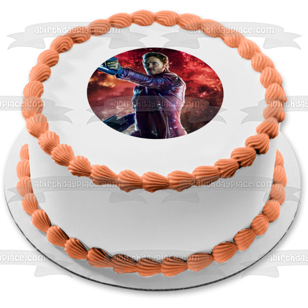 Imagen de decoración comestible para tarta de Guardianes de la Galaxia Gamora Star-Lord Shooting ABPID15407 