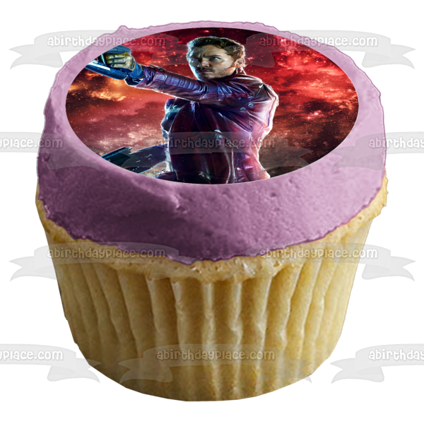 Imagen de decoración comestible para tarta de Guardianes de la Galaxia Gamora Star-Lord Shooting ABPID15407 