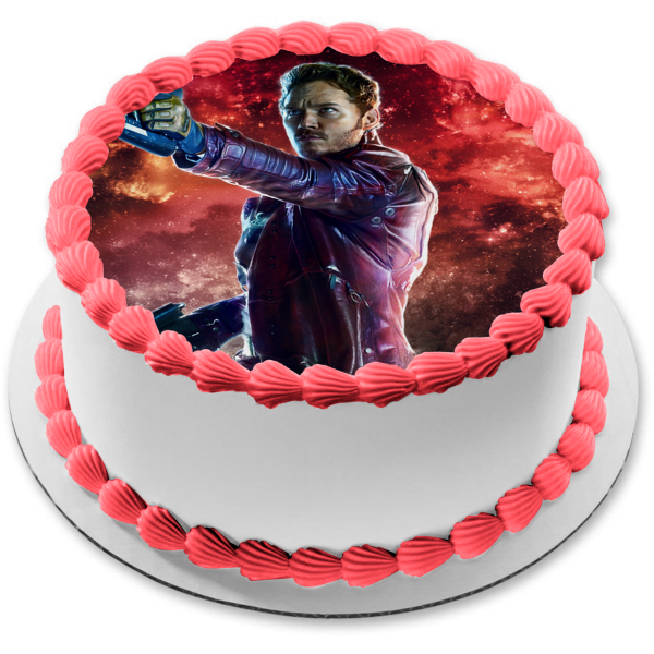 Imagen de decoración comestible para tarta de Guardianes de la Galaxia Gamora Star-Lord Shooting ABPID15407 