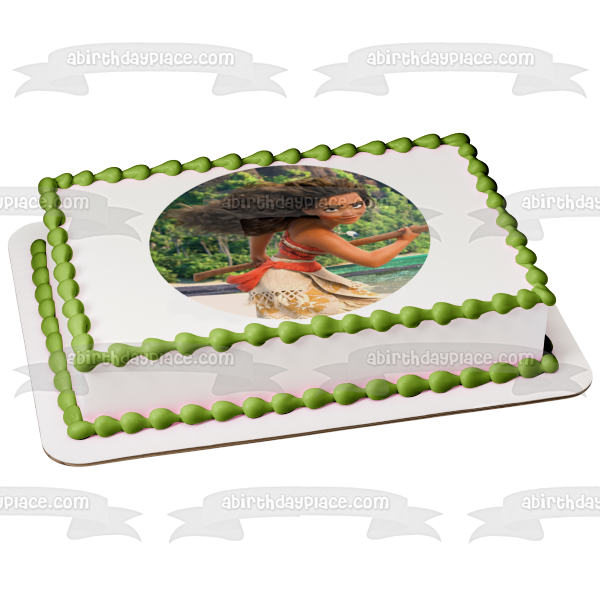 Adorno comestible para tarta con arena del océano y árboles de Moana de Disney, imagen ABPID15409 