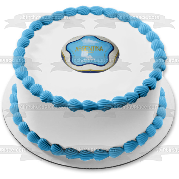 Argentina National Football Team Soccer Ball Edible Cake Topper Image ABPID20623