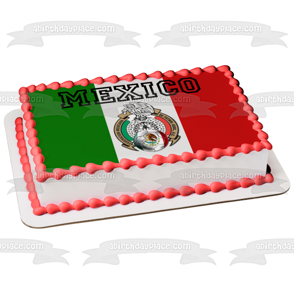 Mexico World Cup Flag Edible Cake Topper Image ABPID20649