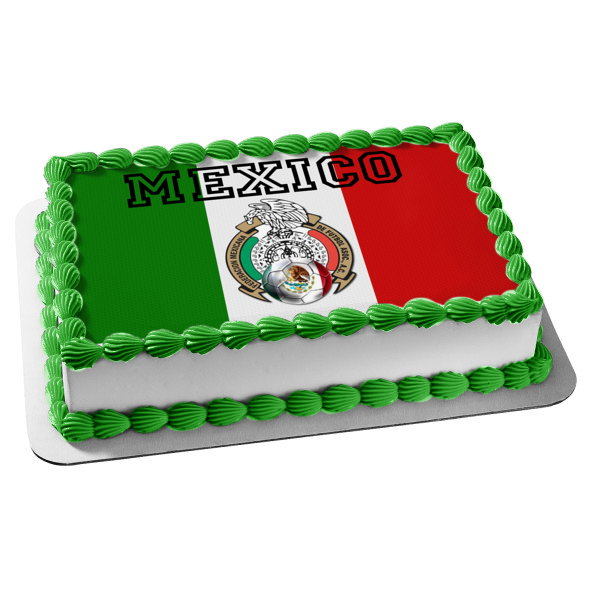 Mexico World Cup Flag Edible Cake Topper Image ABPID20649