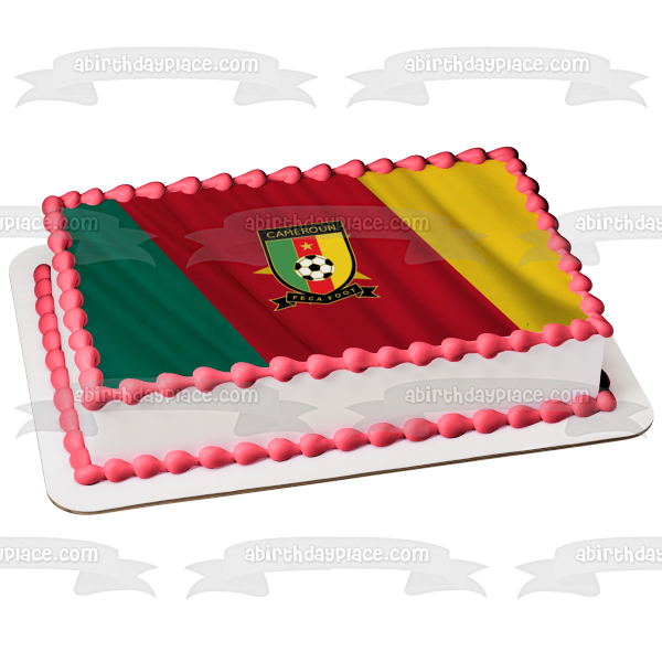 Imagen comestible para tarta con bandera del equipo nacional de fútbol de Camerún ABPID20660 