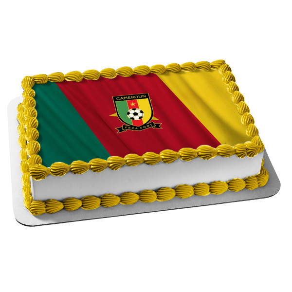 Imagen comestible para tarta con bandera del equipo nacional de fútbol de Camerún ABPID20660 