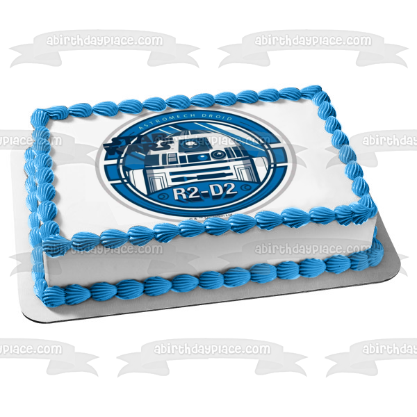 Star Wars R2-D2 Astromech Droid Blue Background Edible Cake Topper Image ABPID21787