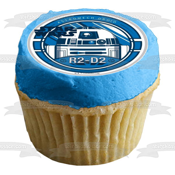 Star Wars R2-D2 Astromech Droid Blue Background Edible Cake Topper Image ABPID21787