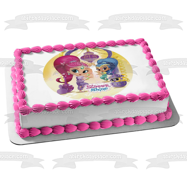 Adorno comestible para tarta con diseño de mono mascota Shimmer and Shine, imagen ABPID22027 