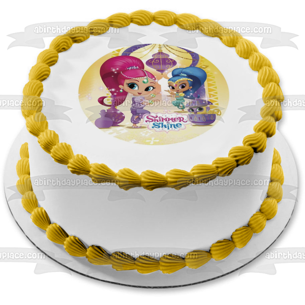 Adorno comestible para tarta con diseño de mono mascota Shimmer and Shine, imagen ABPID22027 