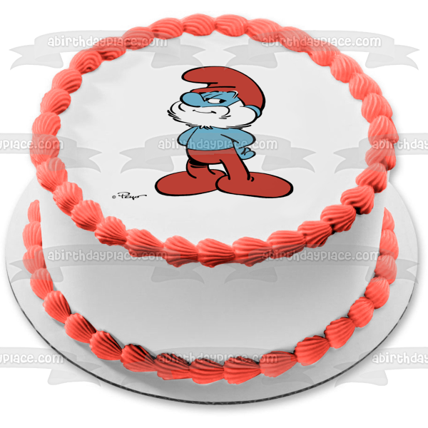 The Smurfs Papa Smurf Smiling Edible Cake Topper Image ABPID22029