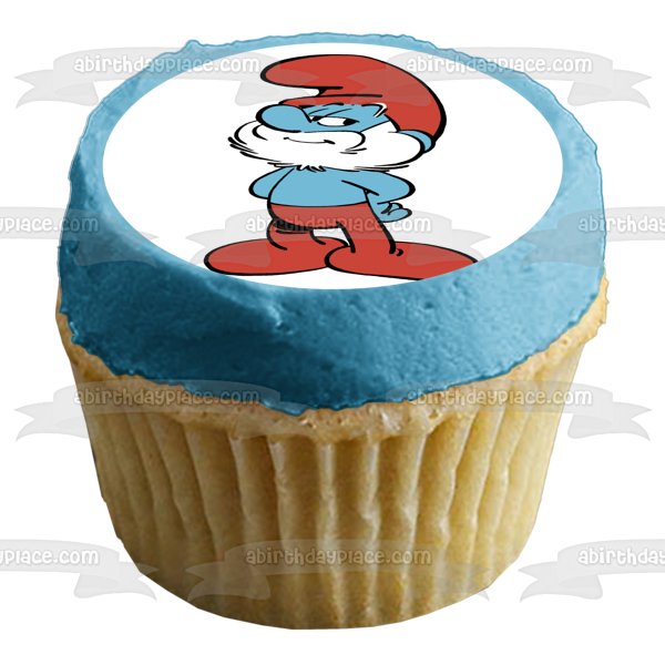 The Smurfs Papa Smurf Smiling Edible Cake Topper Image ABPID22029