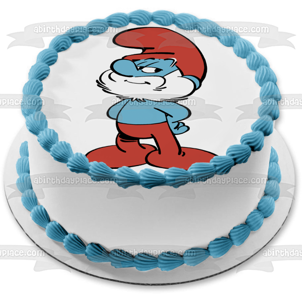 The Smurfs Papa Smurf Smiling Edible Cake Topper Image ABPID22029