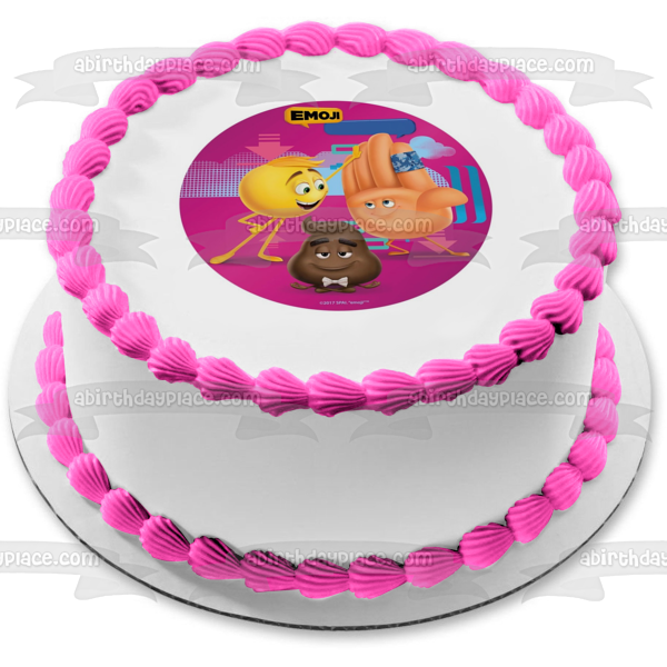 Adorno comestible para tarta con cara sonriente de Emoji High Five Pou, imagen ABPID22030 