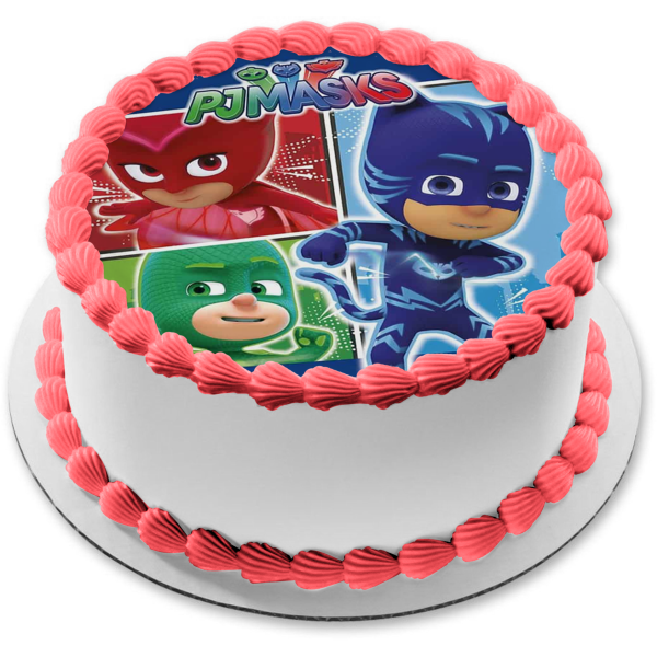 Pj Masks Logo Cat Boy Gekko Owlette Edible Cake Topper Image Abpid2181 A Birthday Place 2087