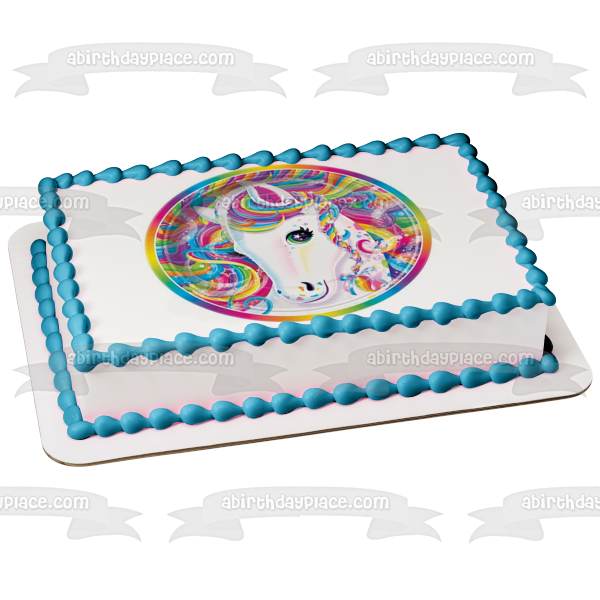 Unicorn Rainbow Hair Edible Cake Topper Image ABPID22036