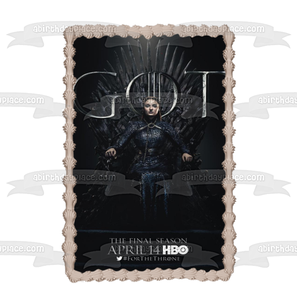 Juego de Tronos Sansa Stark Trono de Hierro Fondo Negro La Temporada Final Adorno Comestible para Tarta Imagen ABPID21820 