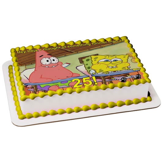 Decoración comestible para tarta de Bob Esponja y Patricio en el aula, imagen ABPID21833 