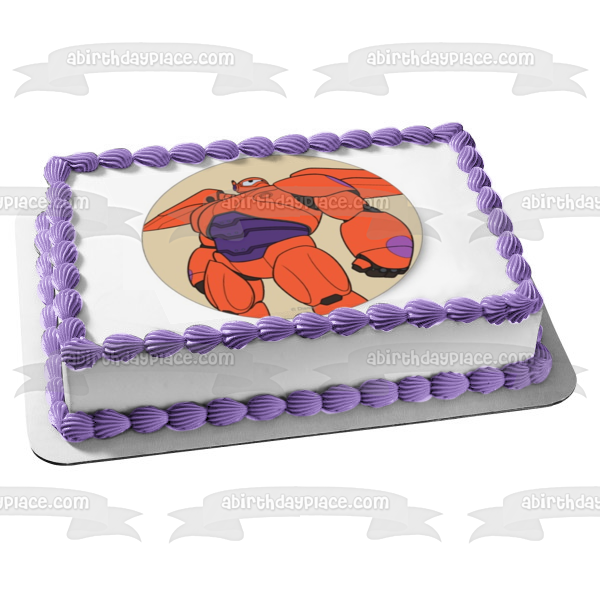 Imagen comestible para decoración de tarta con fondo tostado de Baymax rojo de Big Hero 6 ABPID21865 