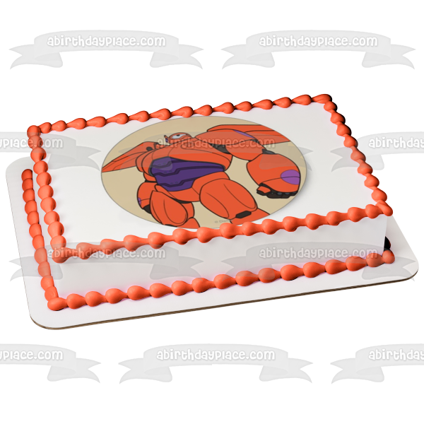 Imagen comestible para decoración de tarta con fondo tostado de Baymax rojo de Big Hero 6 ABPID21865 